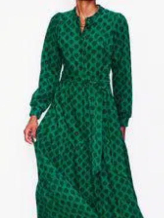Boden Dresses & Skirts - Boden Emerald Green Long Sleeve Patterned Maxi Dress Corduroy 💚🖤